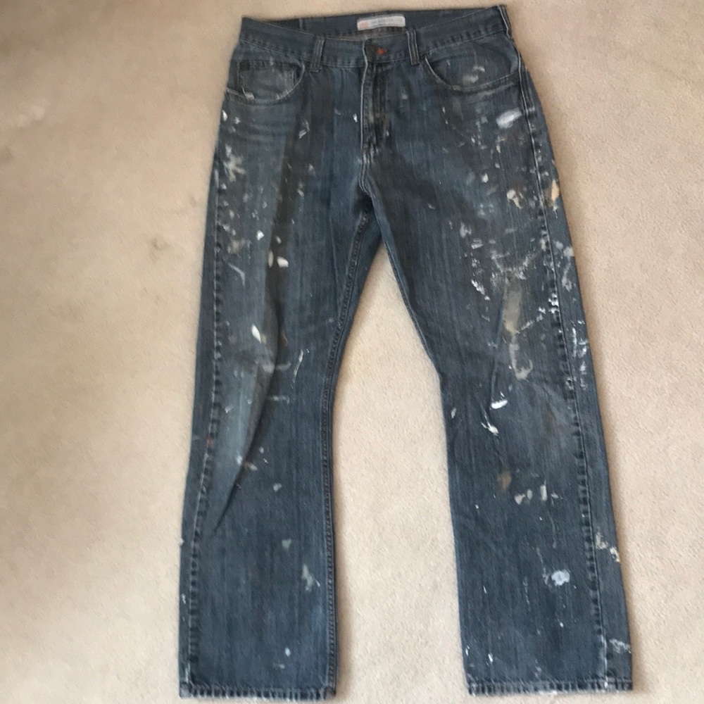 Lee’s Unique Men’s splatter paint bootcut jeans 3X30